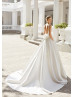 Ivory Lace Satin V Back Timeless Wedding Dress With Bow